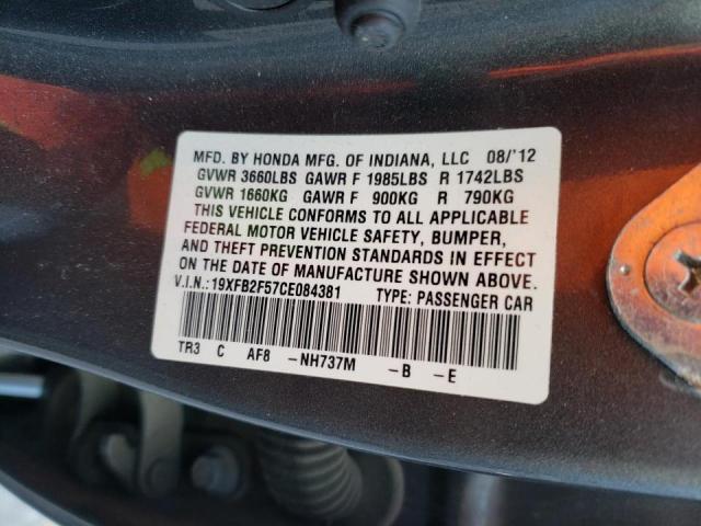 Photo 10 from auction – 2012 HONDA CIVIC LX with VIN 19XFB2F57CE084381