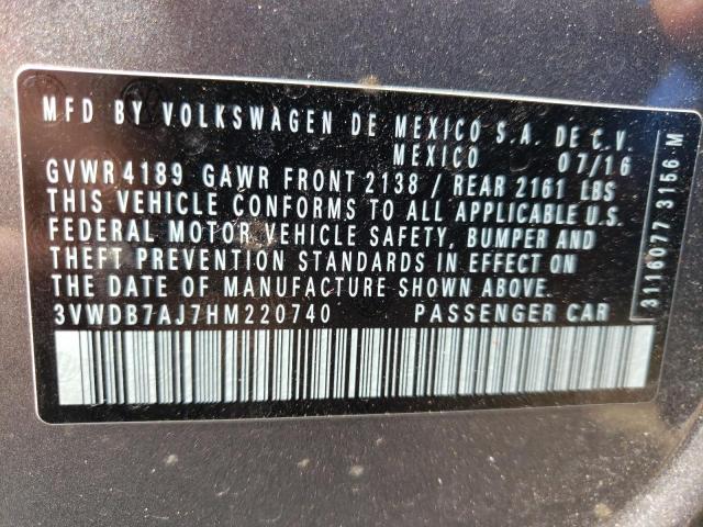 Photo 10 from auction – 2017 VOLKSWAGEN JETTA SE with VIN 3VWDB7AJ7HM220740