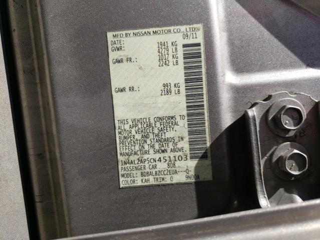 Photo 10 from auction – 2012 NISSAN ALTIMA BAS with VIN 1N4AL2AP5CN451103