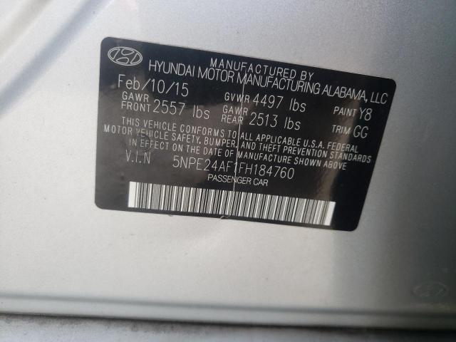 Photo 10 from auction – 2015 HYUNDAI SONATA SE with VIN 5NPE24AF1FH184760