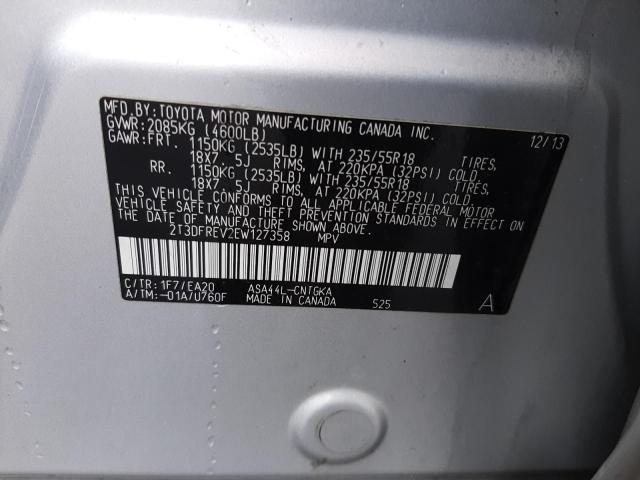 Photo 10 from auction – 2014 TOYOTA RAV4 LIMIT with VIN 2T3DFREV2EW127358