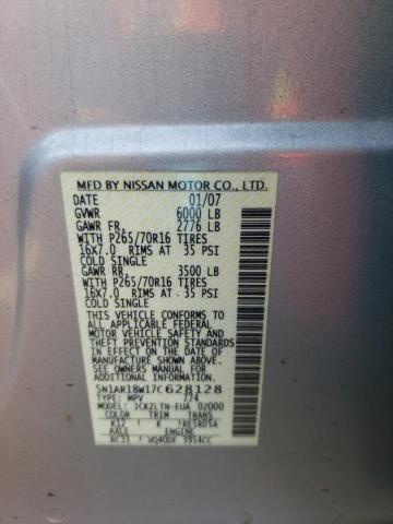 Photo 10 from auction – 2007 NISSAN PATHFINDER with VIN 5N1AR18W17C628128
