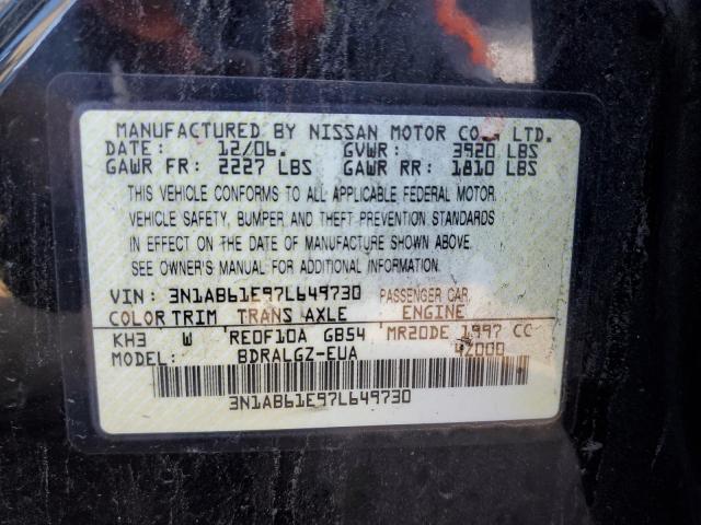 Photo 10 from auction – 2007 NISSAN SENTRA 2.0 with VIN 3N1AB61E97L649730