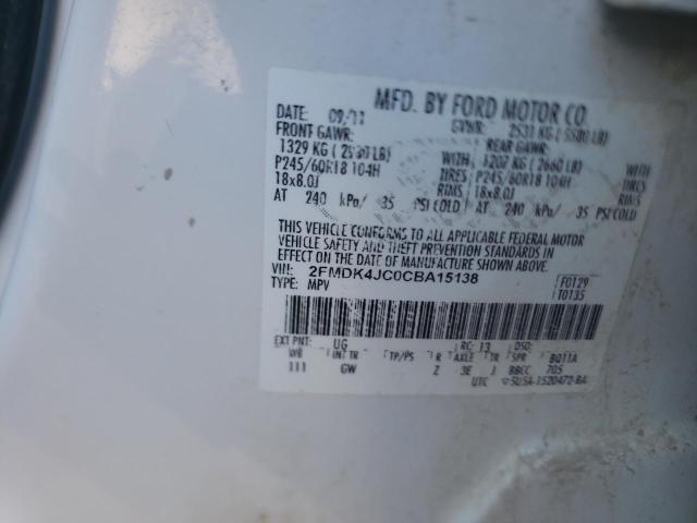 Photo 10 from auction – 2012 FORD EDGE SEL with VIN 2FMDK4JC0CBA15138