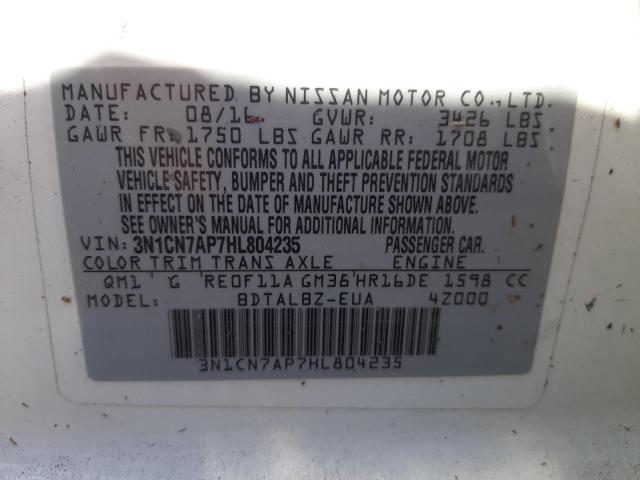 Photo 10 from auction – 2017 NISSAN VERSA S with VIN 3N1CN7AP7HL804235