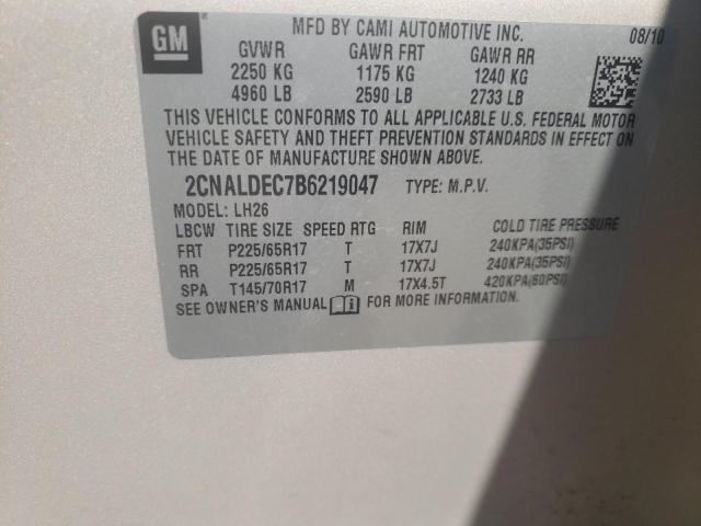 Photo 10 from auction – 2011 CHEVROLET EQUINOX LT with VIN 2CNALDEC7B6219047