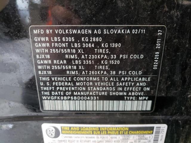 Photo 10 from auction – 2011 VOLKSWAGEN TOUAREG with VIN WVGFK9BP5BD004331