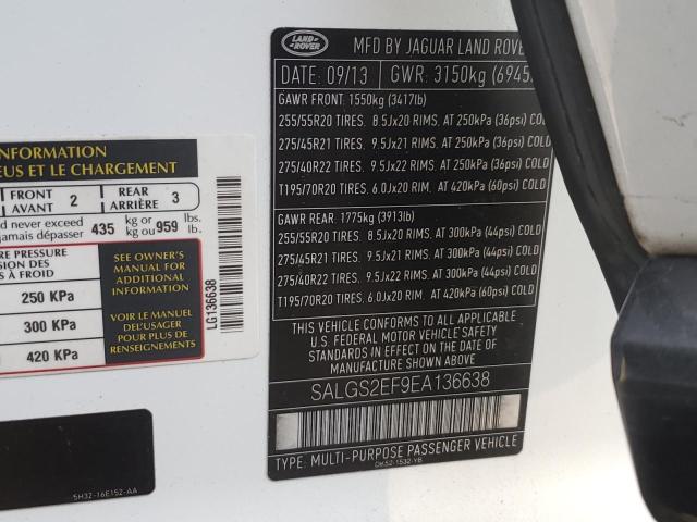 Photo 10 from auction – 2014 LAND ROVER RANGE ROVE with VIN SALGS2EF9EA136638