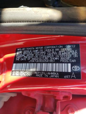 Photo 10 from auction – 2012 TOYOTA YARIS with VIN JTDKTUD30CD541851