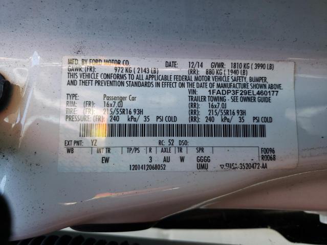 Photo 10 from auction – 2014 FORD FOCUS SE with VIN 1FADP3F29EL460177