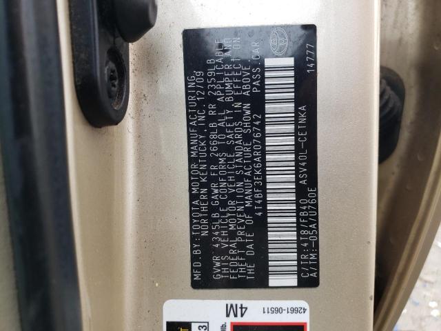 Photo 10 from auction – 2010 TOYOTA CAMRY BASE with VIN 4T4BF3EK6AR076742