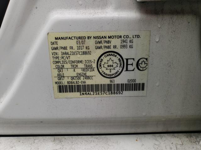 Photo 10 from auction – 2007 NISSAN ALTIMA 2.5 with VIN 1N4AL21E57C188692