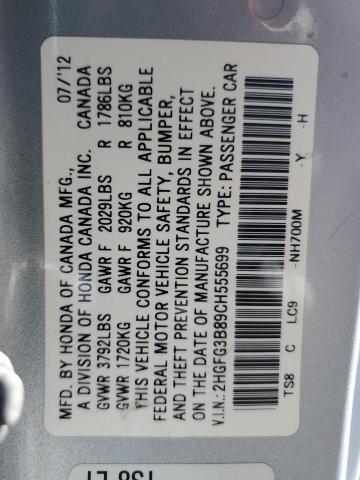 Photo 10 from auction – 2012 HONDA CIVIC EX with VIN 2HGFG3B89CH555699