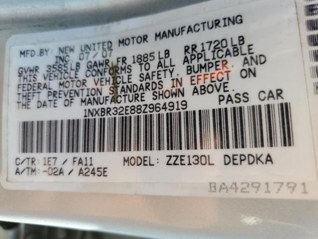Photo 10 from auction – 2008 TOYOTA COROLLA CE with VIN 1NXBR32E88Z964919