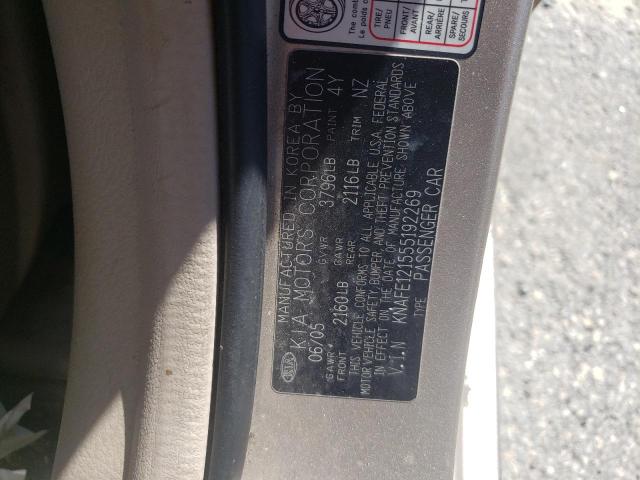 Photo 10 from auction – 2005 KIA SPECTRA LX with VIN KNAFE121555192269