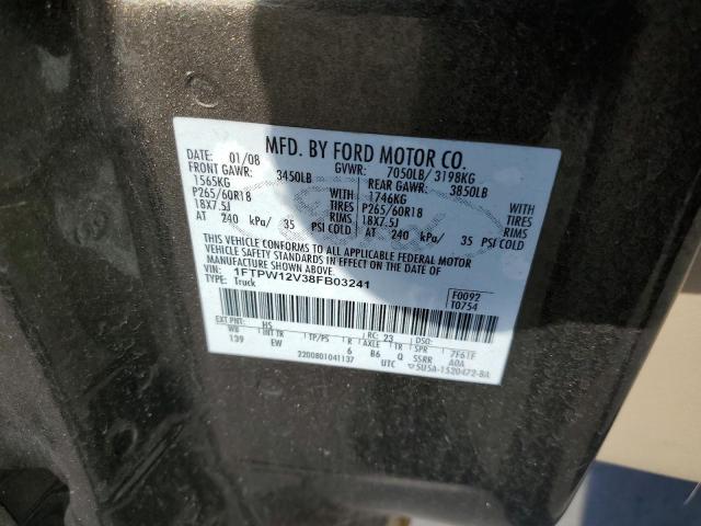 Photo 10 from auction – 2008 FORD F150 SUPER with VIN 1FTPW12V38FB03241