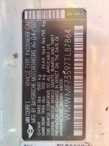 Photo 10 from auction – 2007 MINI COOPER S with VIN WMWMF73597TL87864