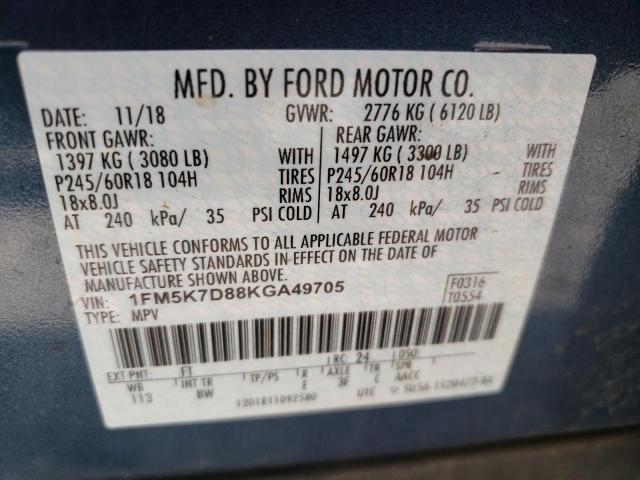 Photo 10 from auction – 2019 FORD EXPLORER X with VIN 1FM5K7D88KGA49705