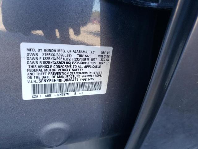 Photo 10 from auction – 2015 HONDA PILOT EX with VIN 5FNYF4H48FB030471