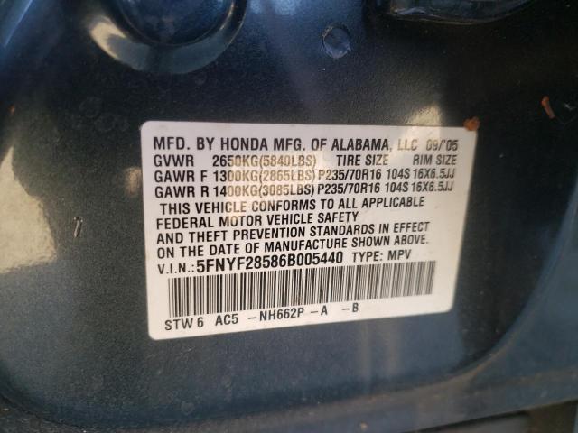 Photo 10 from auction – 2006 HONDA PILOT EX with VIN 5FNYF28586B005440