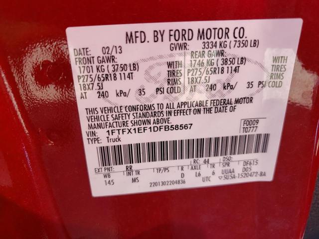 Photo 10 from auction – 2013 FORD F150 SUPER with VIN 1FTFX1EF1DFB58567