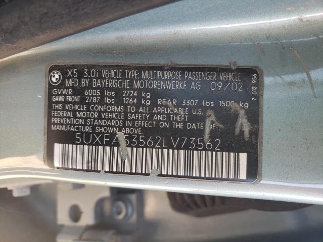 Photo 10 from auction – 2002 BMW X5 3.0I with VIN 5UXFA53562LV73562