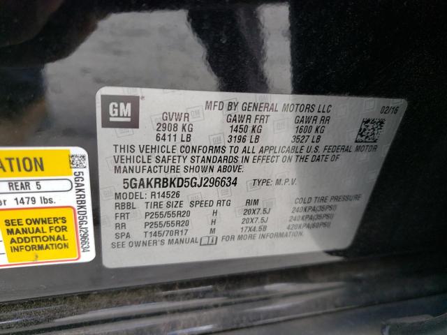 Photo 10 from auction – 2016 BUICK ENCLAVE with VIN 5GAKRBKD5GJ296634