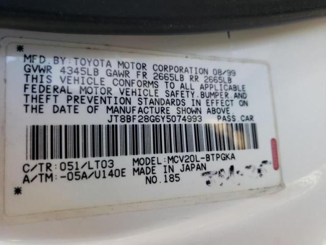 Photo 10 from auction – 2000 LEXUS ES 300 with VIN JT8BF28G6Y5074993