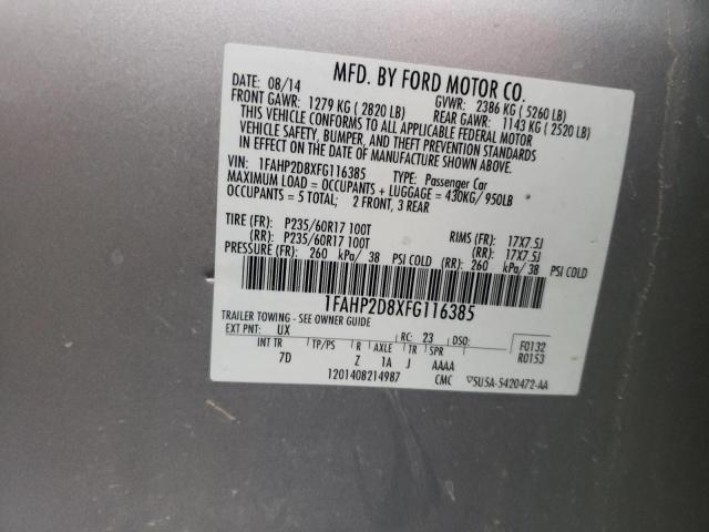 Photo 10 from auction – 2015 FORD TAURUS SE with VIN 1FAHP2D8XFG116385