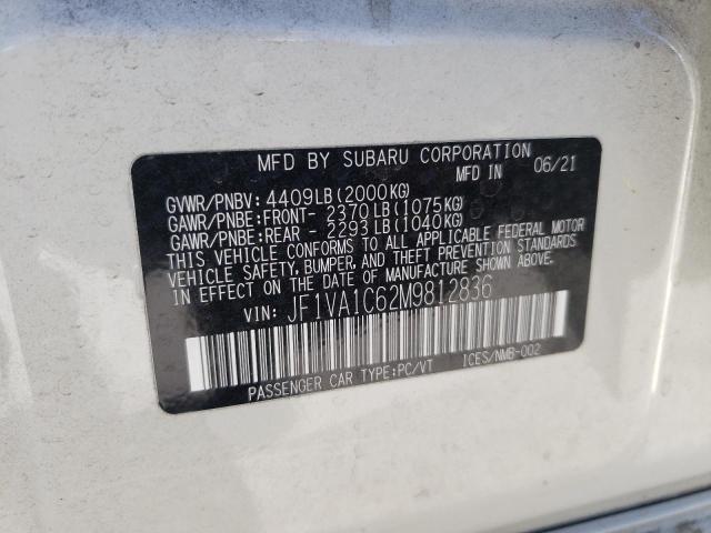 Photo 10 from auction – 2021 SUBARU WRX PREMIU with VIN JF1VA1C62M9812836