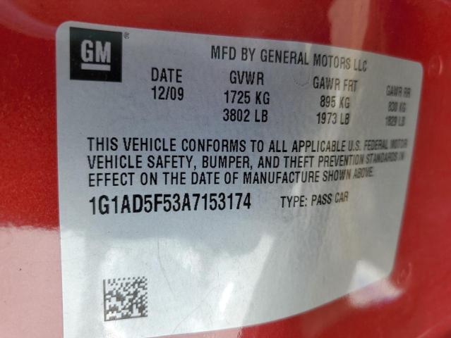 Photo 10 from auction – 2010 CHEVROLET COBALT 1LT with VIN 1G1AD5F53A7153174
