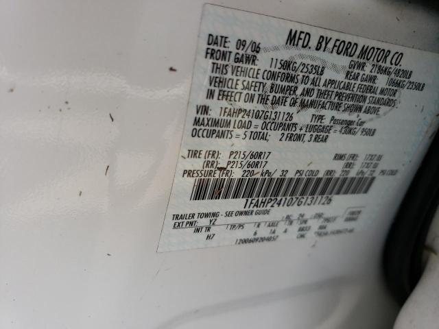 Photo 10 from auction – 2007 FORD FIVE HUNDR with VIN 1FAHP24107G131126