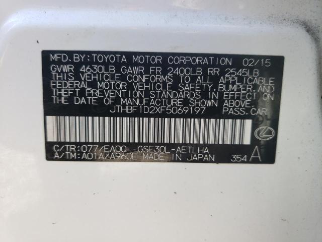 Photo 10 from auction – 2015 LEXUS IS 250 with VIN JTHBF1D2XF5069197