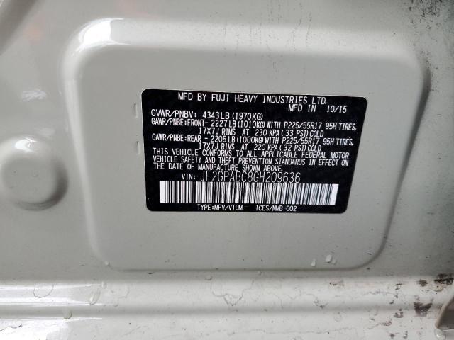 Photo 10 from auction – 2016 SUBARU CROSSTREK with VIN JF2GPABC8GH209636