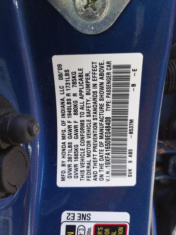 Photo 10 from auction – 2009 HONDA CIVIC LX with VIN 19XFA16509E048408
