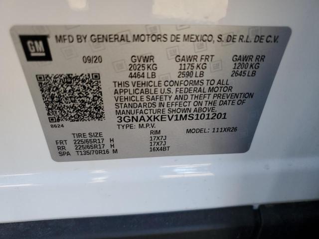 Photo 10 from auction – 2021 CHEVROLET EQUINOX LT with VIN 3GNAXKEV1MS101201