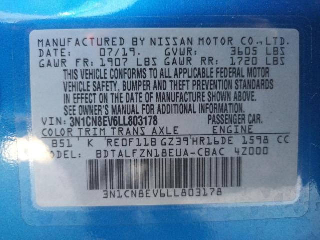Photo 10 from auction – 2020 NISSAN VERSA SV with VIN 3N1CN8EV6LL803178