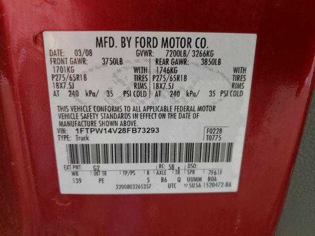 Photo 10 from auction – 2008 FORD F150 SUPER with VIN 1FTPW14V28FB73293