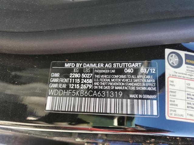 Photo 10 from auction – 2012 MERCEDES-BENZ E 350 with VIN WDDHF5KB6CA631319