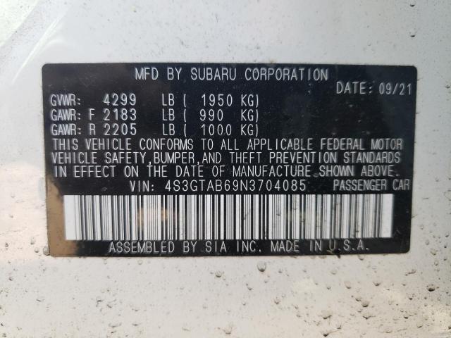 Photo 10 from auction – 2022 SUBARU IMPREZA with VIN 4S3GTAB69N3704085