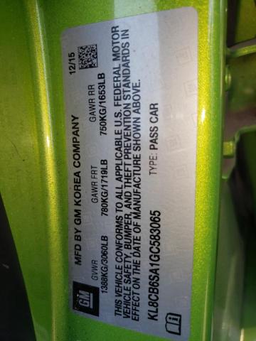 Photo 10 from auction – 2016 CHEVROLET SPARK LS with VIN KL8CB6SA1GC583065