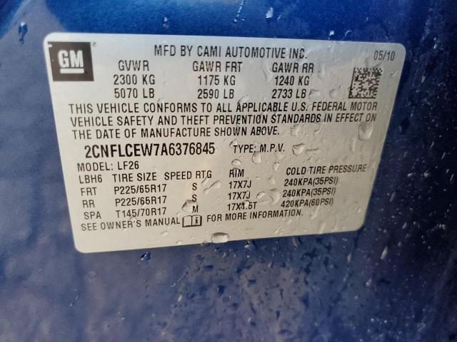 Photo 10 from auction – 2010 CHEVROLET EQUINOX LS with VIN 2CNFLCEW7A6376845