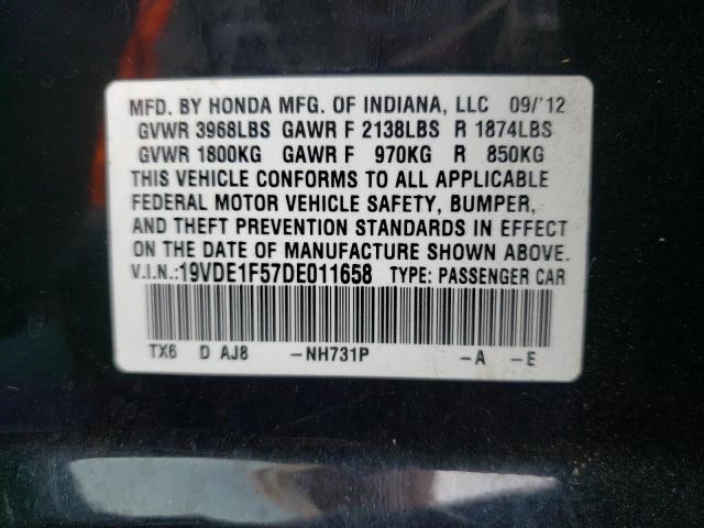 Photo 10 from auction – 2013 ACURA ILX 20 PRE with VIN 19VDE1F57DE011658