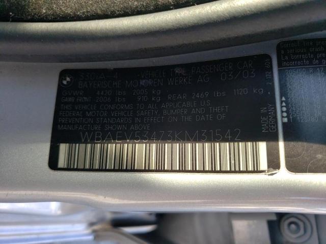 Photo 10 from auction – 2003 BMW 330 I with VIN WBAEV53473KM31542