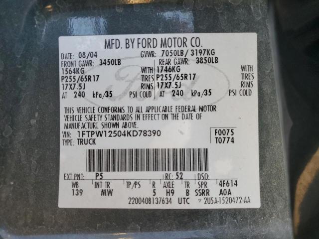 Photo 10 from auction – 2004 FORD F150 SUPER with VIN 1FTPW12504KD78390