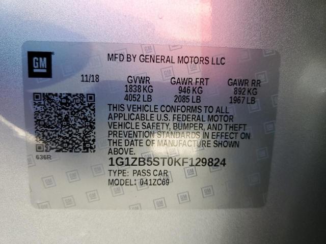 Photo 10 from auction – 2019 CHEVROLET MALIBU LS with VIN 1G1ZB5ST0KF129824