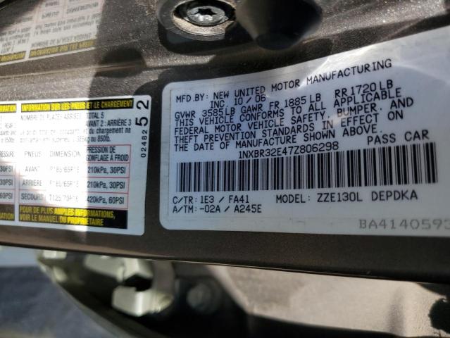 Photo 10 from auction – 2007 TOYOTA COROLLA with VIN 1NXBR32E47Z806298