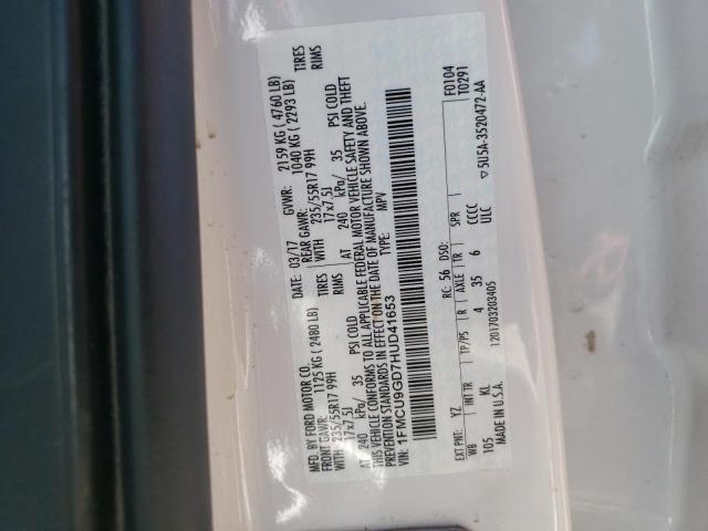Photo 10 from auction – 2017 FORD ESCAPE SE with VIN 1FMCU9GD7HUD41653