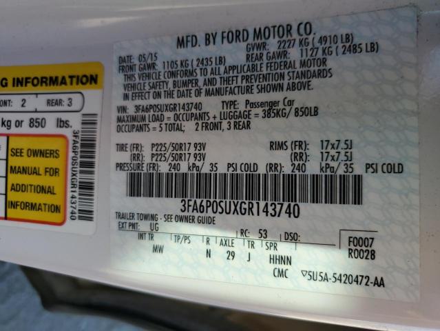 Photo 10 from auction – 2016 FORD FUSION TIT with VIN 3FA6P0SUXGR143740