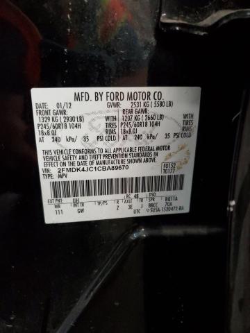 Photo 10 from auction – 2012 FORD EDGE SEL with VIN 2FMDK4JC1CBA89670